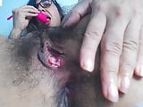 Masturbation hairy hole closeup