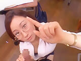 Shizuku Morino naughty Asian teacher gets cum on her face in the class