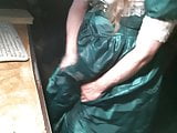 green tafetta gown
